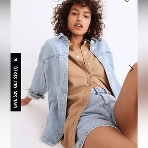 Madewell Denim Ames Oversized Shirt Jacket Medium